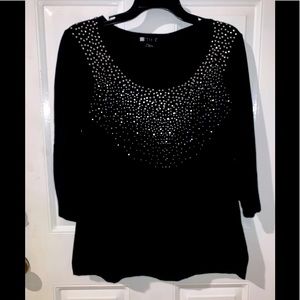 Beautiful black Carole Little shirt with sparkling rhinestones size XL